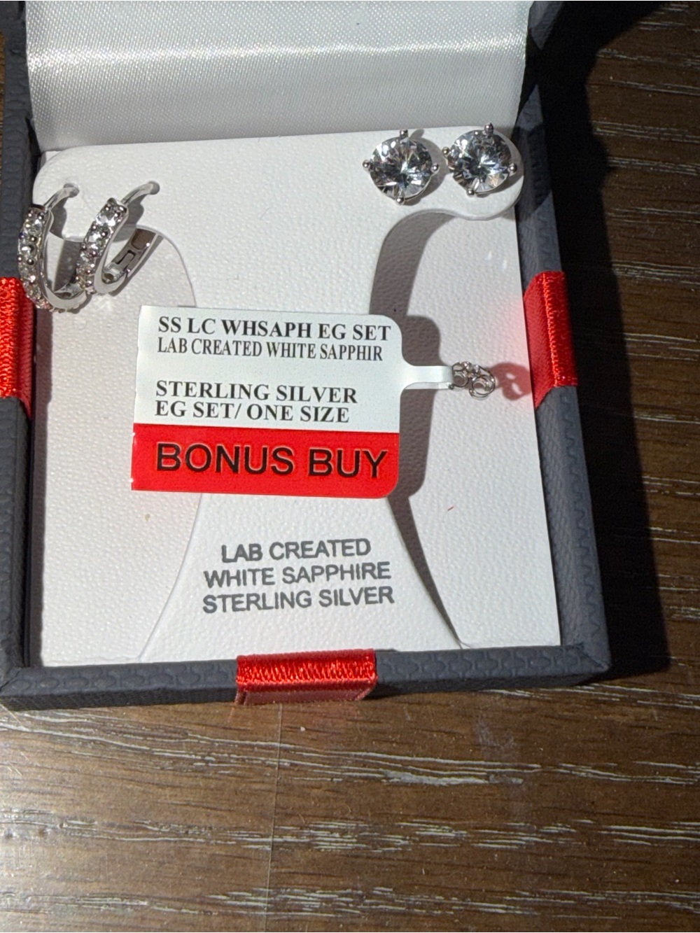 jcpenney Sterling Silver White Sapphire Stud and Hoop Earring Set